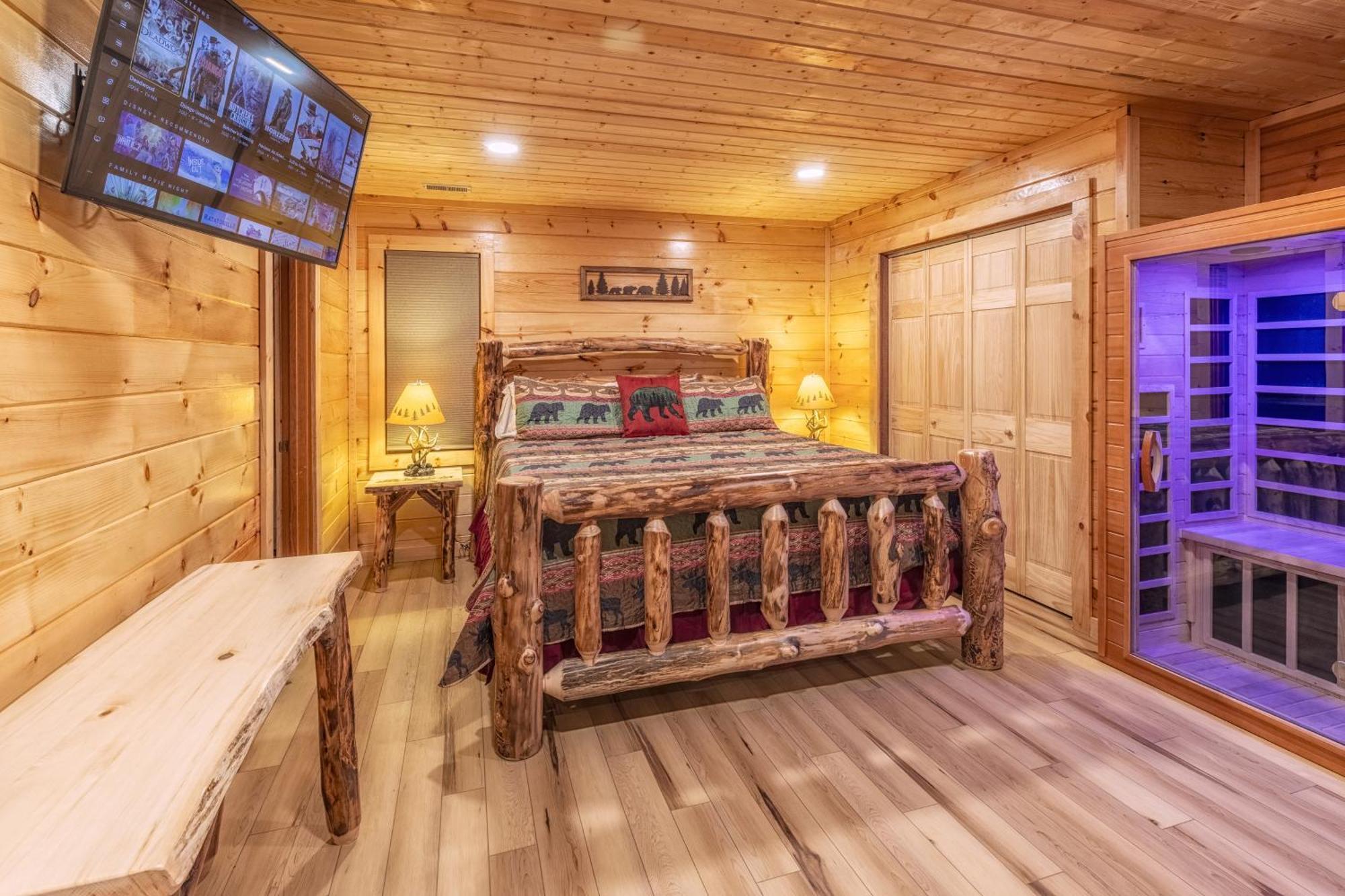 Real Log Cabin With Amazing Views, Hot Tub, Sauna, Games Gatlinburg Esterno foto